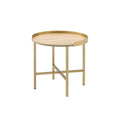 Oak And Gold End Table With Tray Top Oak Primary Living Space Modern Round Wood Metal