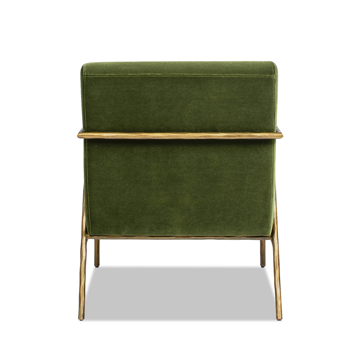 Aerin 24.5" Hammered Brass Upholstered Accent Arm Chair, Olive Green Performance Velvet Olive Green Foam Velvet