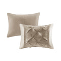 7 Piece Tufted Comforter Set Taupe King King Taupe Polyester