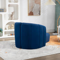 Coolmore Accent Chair With Ottoman, Mid Century Modern Barrel Chair Upholstered Club Tub Round Arms Chair For Living Room Bedroom Office Navy Velvet Navy Foam Velvet