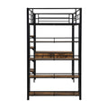Twin Size Metal Loft Bed With Desk And Shelves, Black Box Spring Not Required Twin Black Metal Solid Wood Mdf