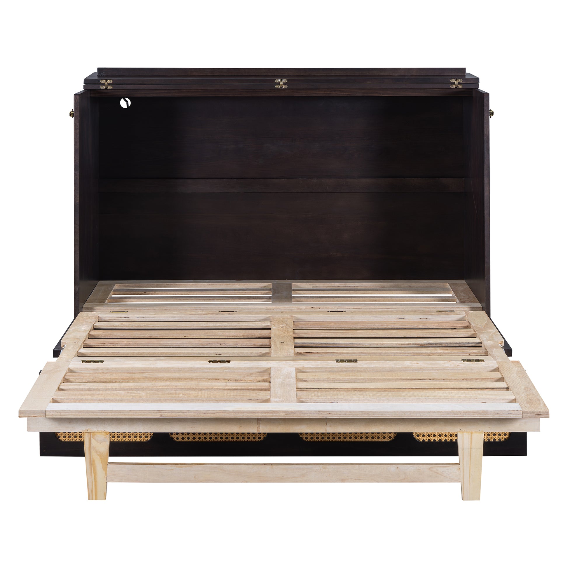 Full Size Murphy Bed With Large Drawers,Espresso Full Espresso Plywood