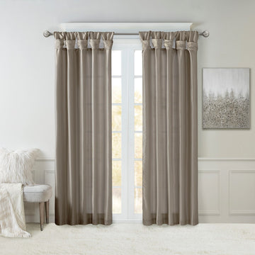 Twist Tab Lined Window Curtain Panel Only 1 Pc Panel Pewter Polyester