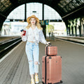 Luggage Sets Abs Pc Hardshell 4Pcs Luggage Hardside Lightweight Durable Suitcase Sets Spinner Wheels Suitcase With Tsa Lock 12 20 24 28 ,Rose Gold Rose Gold Abs Pc