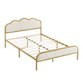 Full Size Metal Platform Bed With Upholstered Headboard And Footboard Box Spring Not Required Full Gold White Metal Bedroom Bed Frame Metal