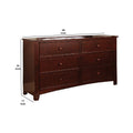 Wooden Dresser With 6 Drawers And Chamfered Legs, Cherry Brown Cherry Wood