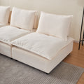 Modern Armless Accent Chair, Single Sofa Couch With Ottoman Compact Design, Space Saving Seating For Living Room, Bedroom, Apartment, Office Beige Wood Medium Soft Foam Chenille 1 Seat