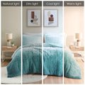 Ombre Shaggy Long Fur Comforter Mini Set Full Aqua Polyester