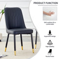 1 Table And 8 Chairs Set.A Rectangular Dining Table With A Imitation Marble Black Table Top And Black Metal Legs.Paired With 8 Chairs With Pu Leather Seat Cushion And Black Metal Legs.F 1538,C 007 Black Glass Metal