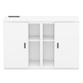 Full Size Murphy Bed With Shelves, Cabinets And Usb Ports,White White Mdf Lvl