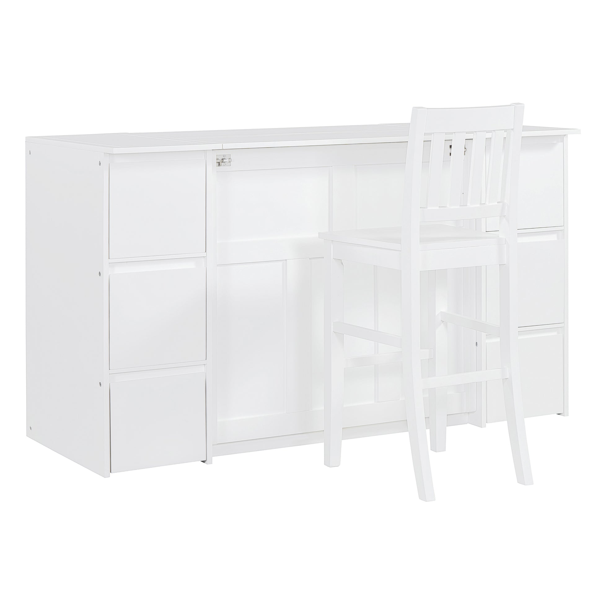 Twin Size Murphy Bed With Drawers, Cabinets And Usb Ports,White Twin White Mdf Lvl