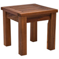 Outsunny 3 Piece Outdoor Side Nesting Table Patio Set With Acacia Wood Build & Multi Functional Design Teak Metal