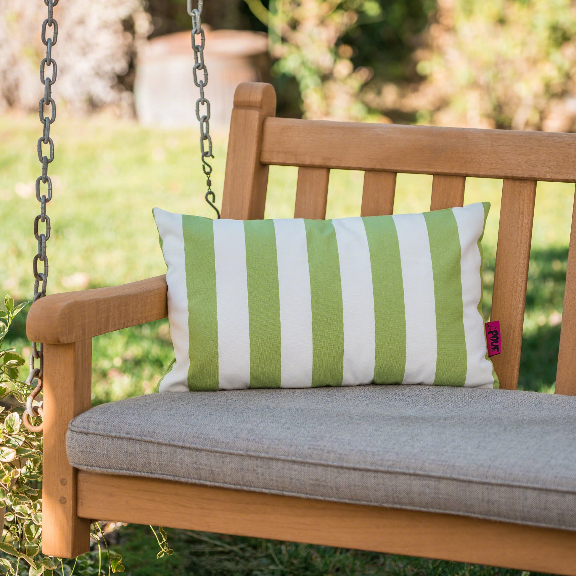 Coronado Stripe Rectangular Pillow Green Fabric