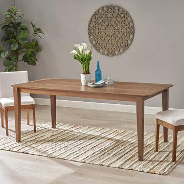 Dining Table With Square Leg Walnut Solid Wood Mdf