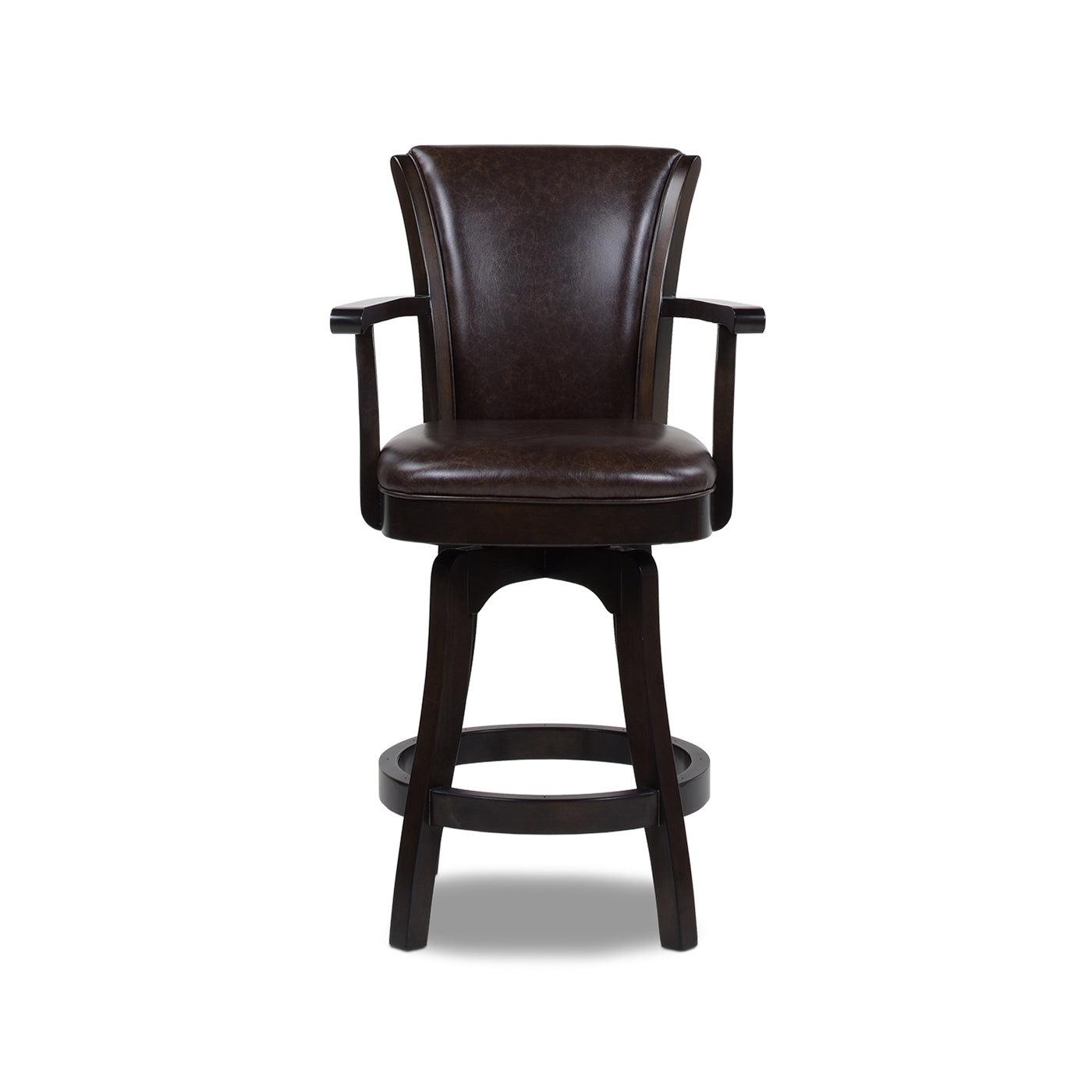 Williams 27In Swivel Counter Height Bar Stool, Vintage Brown Faux Leather Brown Foam Faux Leather