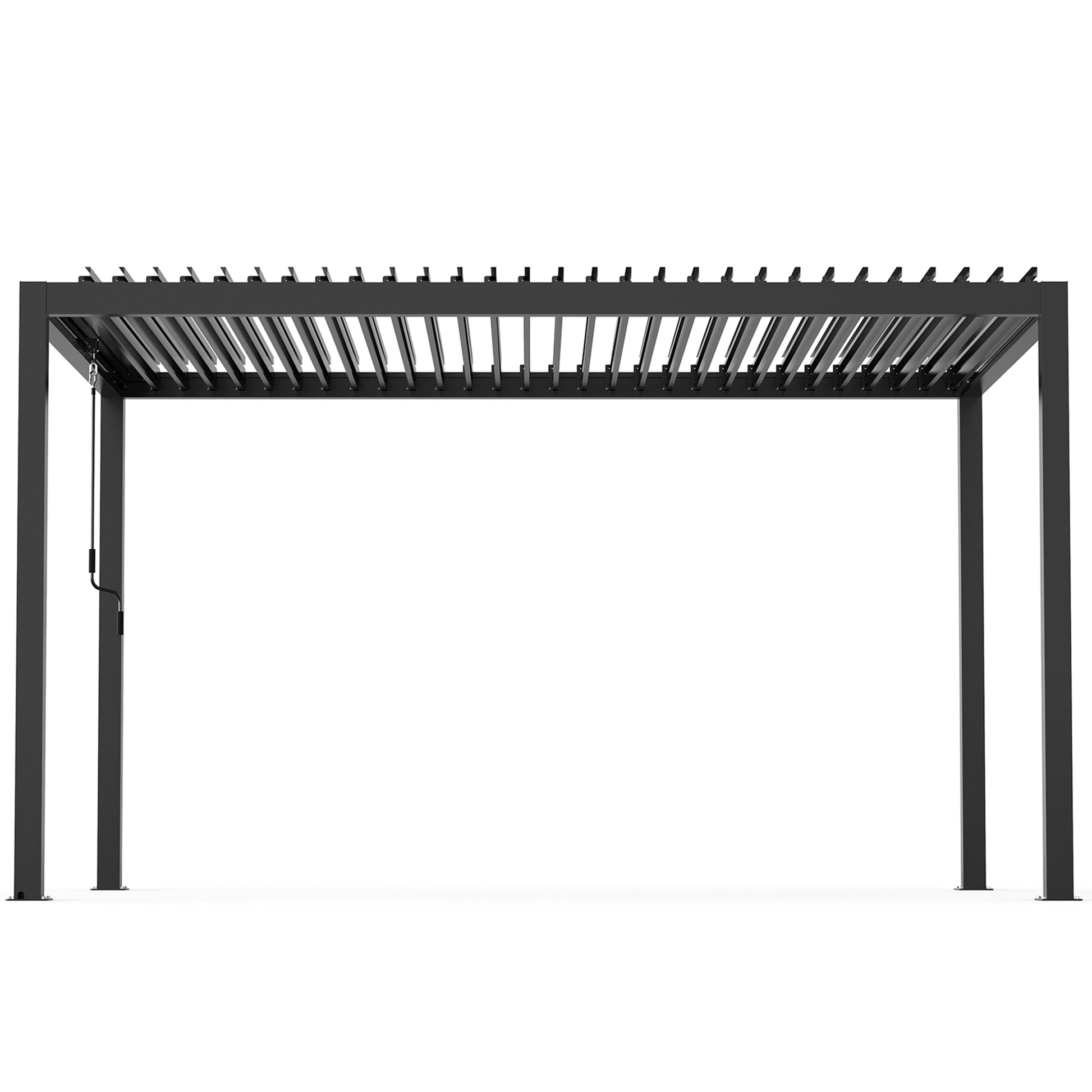 8640 Louver Pergola 10X13Ft Aluminum Frame & Steel Louvers With 2 Louvered Aluminium Sides Black Garden & Outdoor High Wind Resistant Gazebos Aluminium