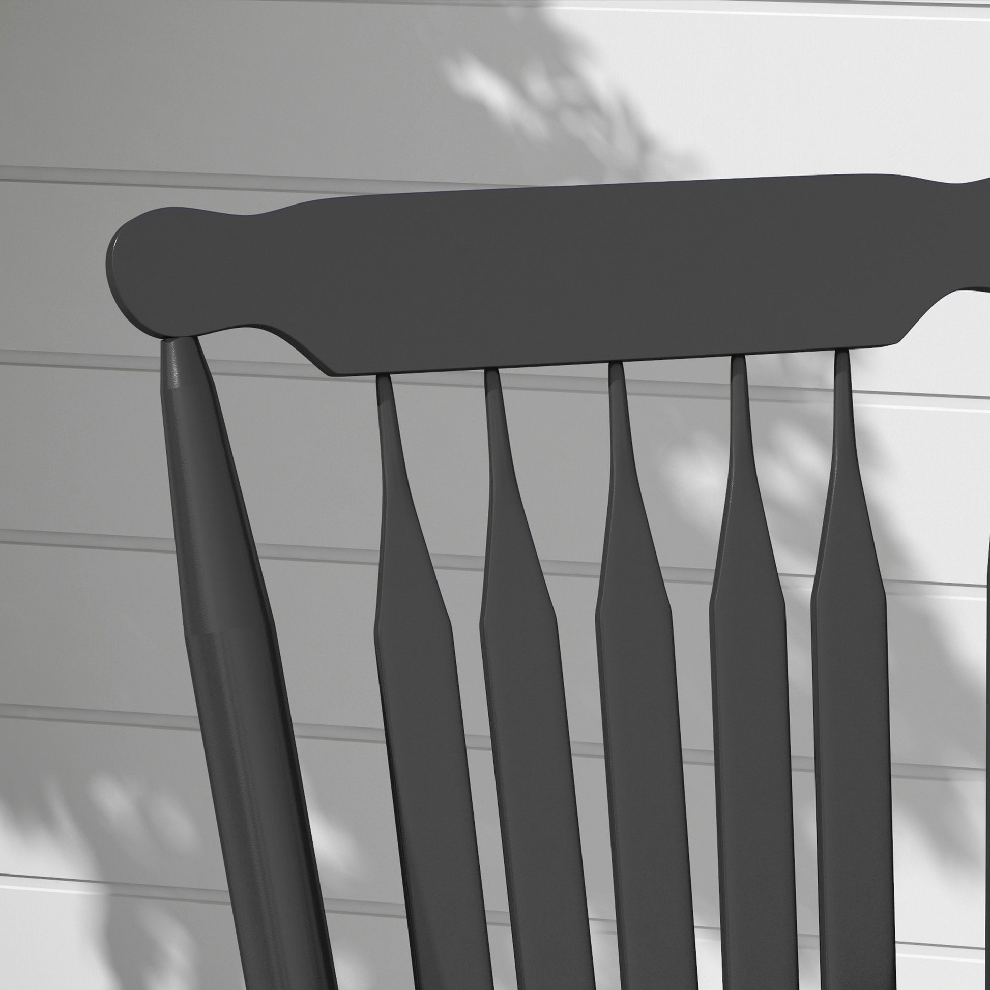 Outsunny Outdoor Wood Rocking Chair, 350 Lbs. Porch Rocker With High Back For Garden, Patio, Balcony, Black Black Wood