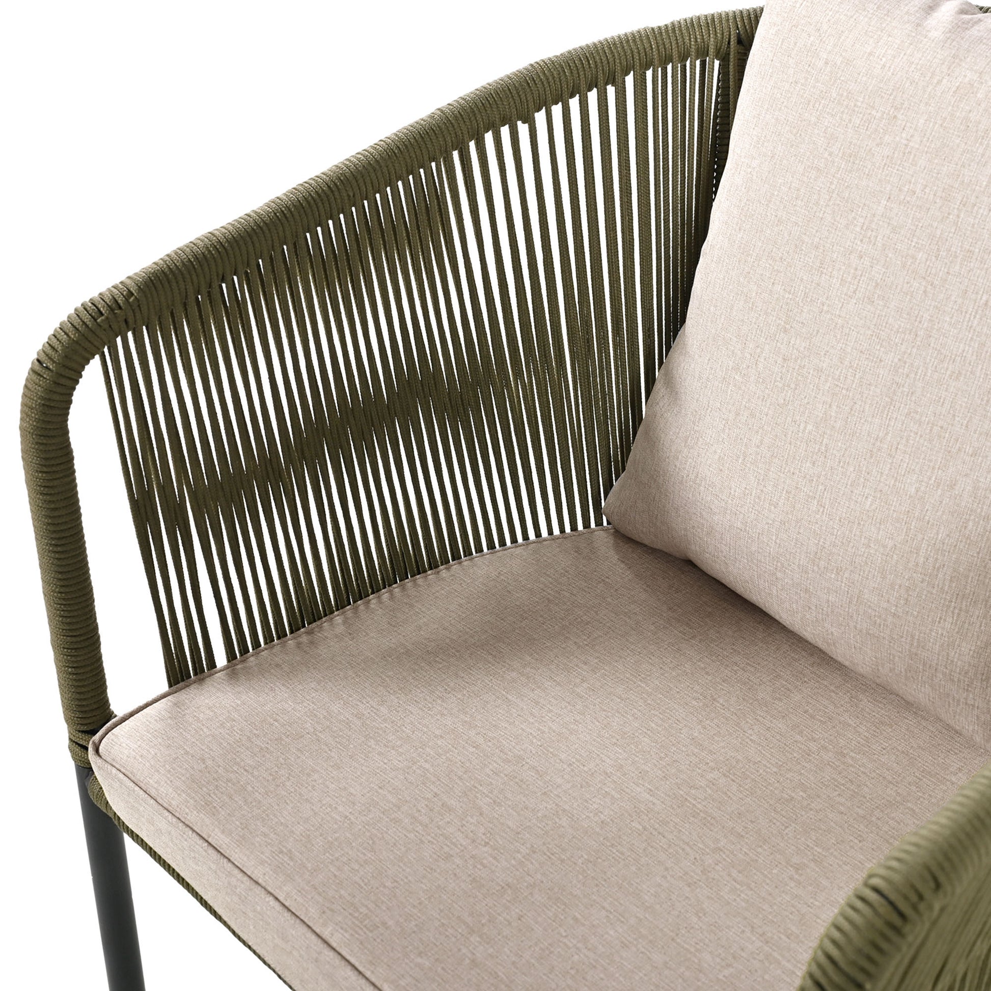 7 Pieces Patio Dining Set, All Weather Outdoor Furniture Set With Dining Table And Chairs, Acacia Wood Tabletop, Metal Frame, For For Garden, Backyard, Balcony, Green Yes Green Seats 6 Garden & Outdoor Complete Patio Sets Wood Wood Rope