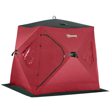 insulated ice fishing tent Outsunny 2 Person Insulated Ice Fishing Shelter Pop Up Portable Ice Fi