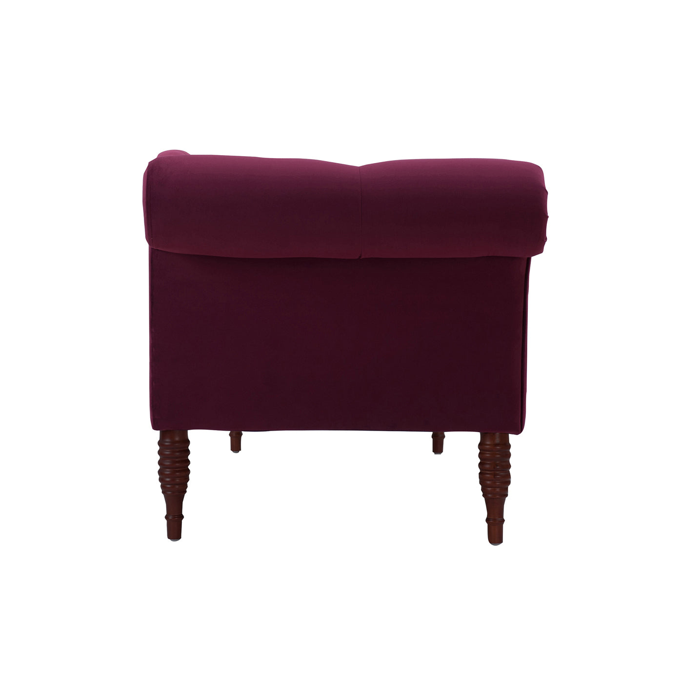 Samuel Tufted Roll Arm Chaise Lounge, Burdy Velvet Burgundy Foam Velvet