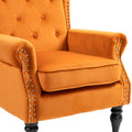 Coolmore Wood Frame Armchair, Modern Accent Chair Lounge Chair With Sturdy Wood Legs For Living Room Bedroom Orange Orange Foam Velvet