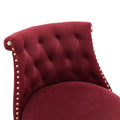 Coolmore Set Of 2,Back Pull Point Design, Velvet Material, 360 Degree Rotation, Back Pull Loop Detachable Design, Rivet Decoration, Square Foot Wooden Bar Chair Red Velvet