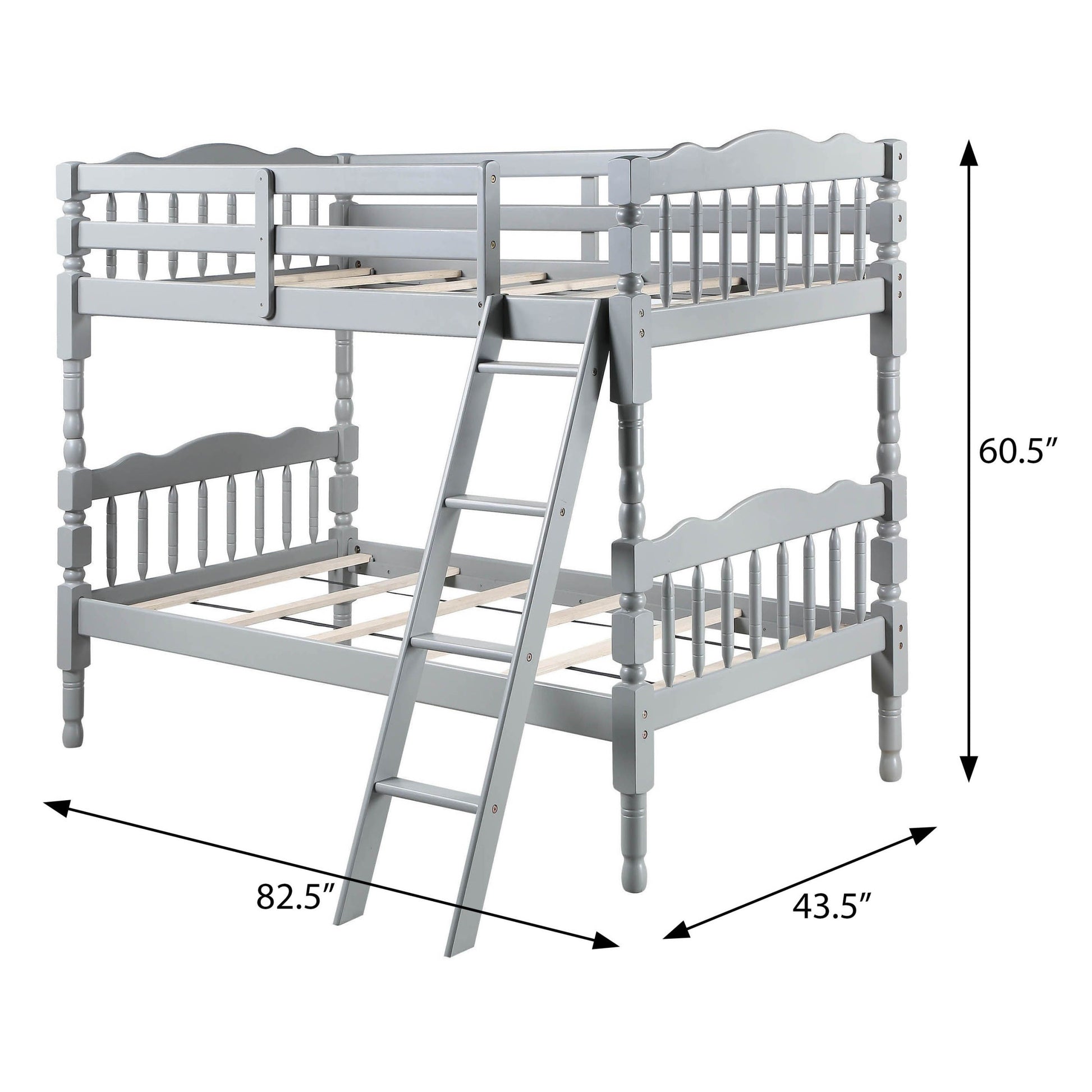 Grey Twin Over Twin Bunk Bed With Built In Ladder Grey Wood