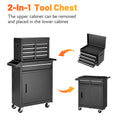 Tool Chest, 5 Drawer Rolling Tool Storage Cabinet With Detachable Top Tool Box, Liner, Universal Lockable Wheels, Adjustable Shelf, Locking Mechanism, Metal Tool Cart For Garage Workshop Black Steel