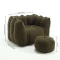 Soft Bean Bag Chair With High Resilient Foam Chips For Living Room And Bedroom,Comfortable Square Lazy Sofa With Footstool, Cover For Adults To Gaming, Reading, And Watching Tv Olive Green Chenille