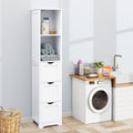 Bathroom Tall Storage Cabinet, Slim Free Standing Cabinet With 3 Drawers And 2 Shelves,Floor Cabinet For Small Space, 11.8