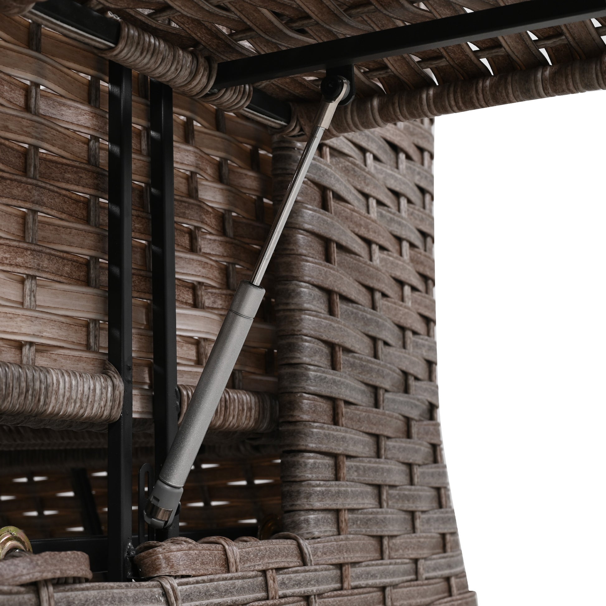 K&K 5 Pieces Outdoor Patio Furniture Set With Pet House Cool Bar And Retractable Side Tray, Rattan Wicker Patio Swivel Rocking Chairs Set Of 2 With Ottomans For Backyard, Porch, Balcony, Beige Yes Rocker & Glider Brown Beige Seats 2 Weather Resistant