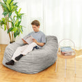 Faux Fur Classic Bean Bag Grey Primary Living Space Soft Casual,Modern Foam Faux Fur