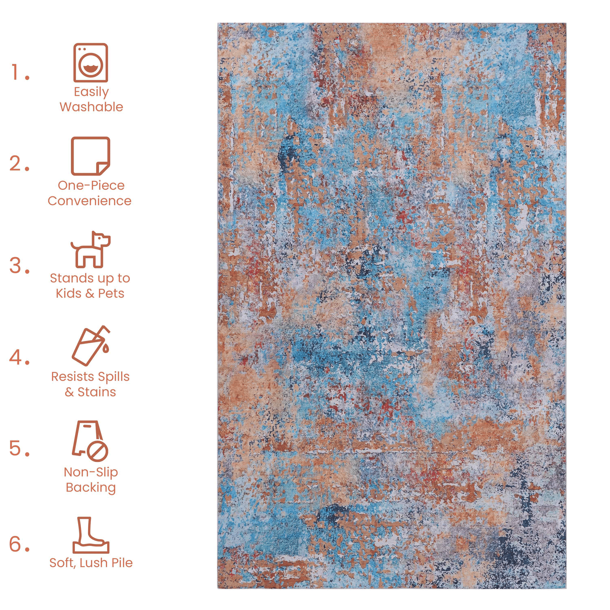 Naar 2X3, Machine Washable Area Rugs, Low Pile, Non Slip, Non Shedding, Foldable, Kid & Pet Friendly Area Rugs For Living Room, Bedroom, Kitchen, Dining Room Rug Perfect Gifts, Multi, 2' X 3' Multi Chenille Polyester