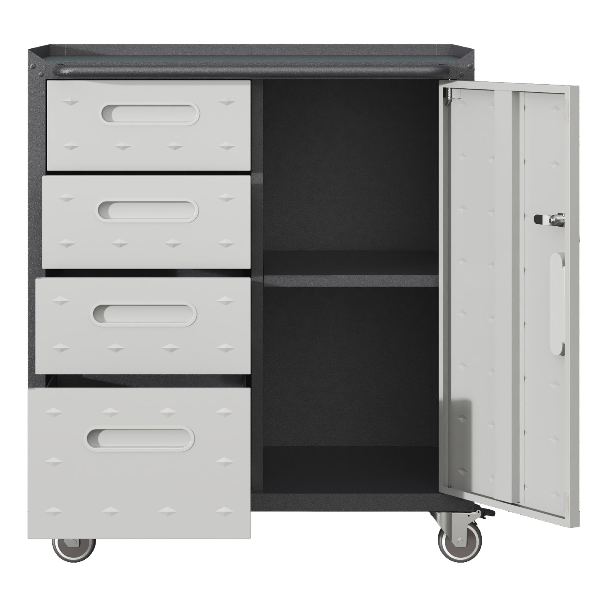 Sturdy Metal Tool Storage Cabinet With Wheels Tool Storage Cabinet For Garage, Office, And Home Organizer Solutions, Black Gray Black Gray Steel