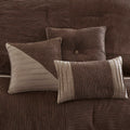 7 Piece Micro Corduroy Comforter Set Brown Queen Brown Polyester