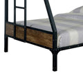 Wooden & Metal Frame Twin Full Size Bunk Bed, Black Black Wood Metal