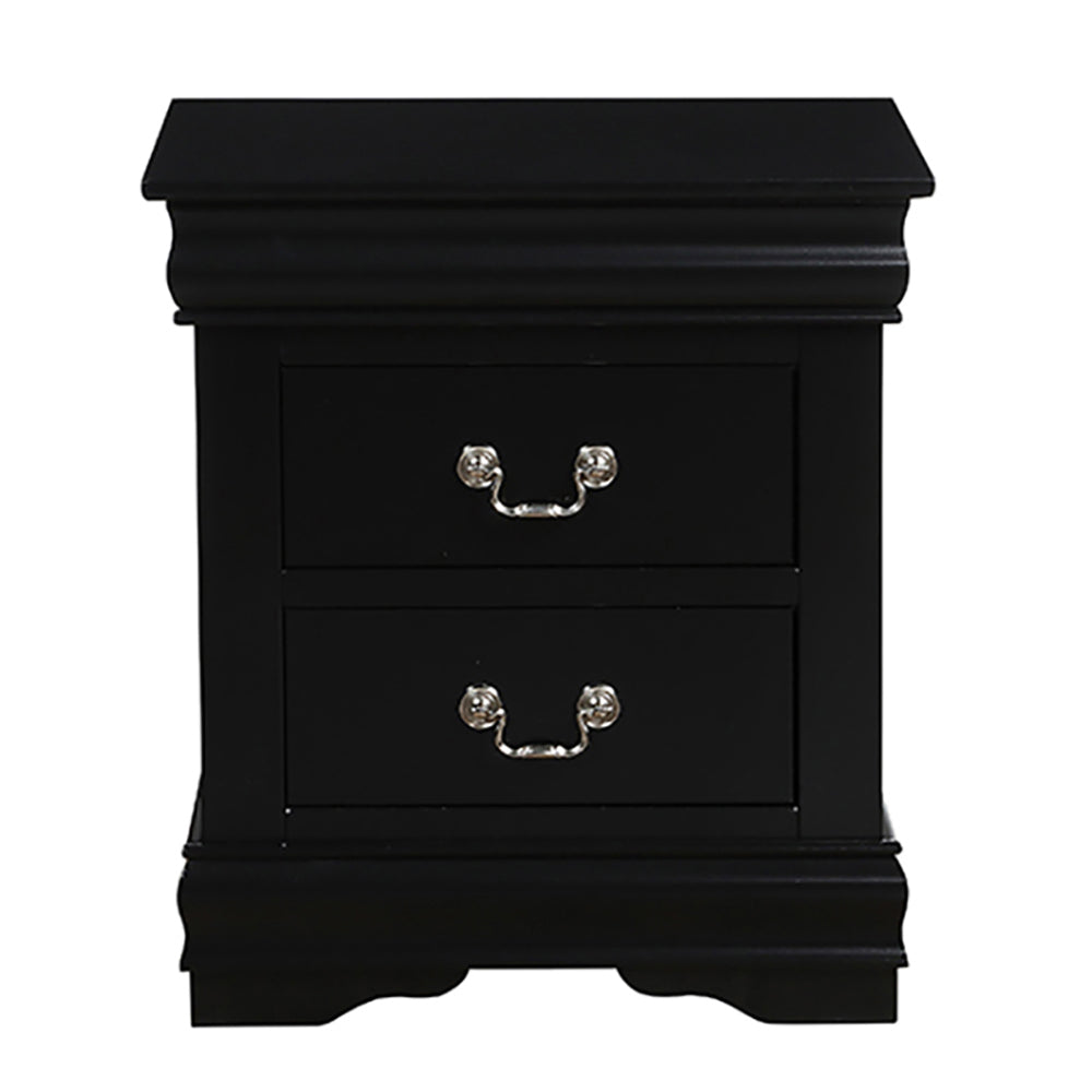 Black 2 Drawer Nightstand Black 2 Drawers Bedroom Rectangle Traditional Pine Wood