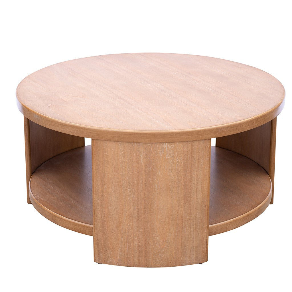 Round Coffee Table With Shelf Natural Mdf