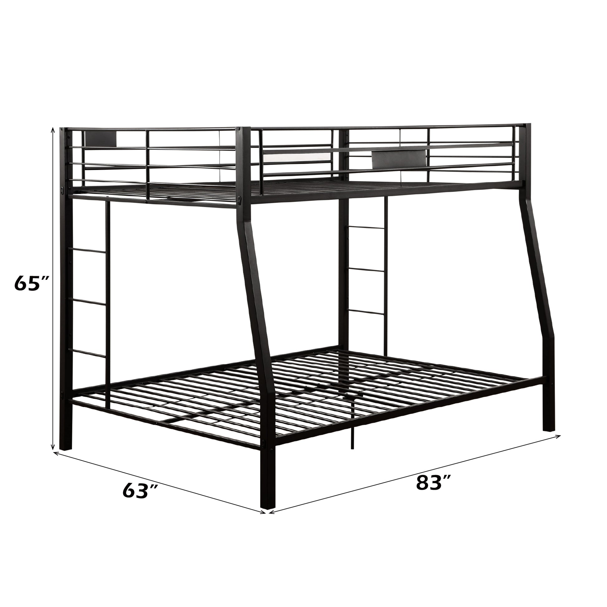 Limbra Sandy Black Finish Full Xl Queen Bunk Bed Black Metal
