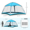 Outsunny 12' X 12' Screen House Room, 8 Person Camping Tent W Carry Bag And 4 Mesh Walls For Hiking, Backpacking, And Traveling, Easy Set Up, Sky Blue Blue Polyester