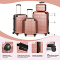 Luggage Sets Abs Pc Hardshell 4Pcs Luggage Hardside Lightweight Durable Suitcase Sets Spinner Wheels Suitcase With Tsa Lock 12 20 24 28 ,Rose Gold Rose Gold Abs Pc