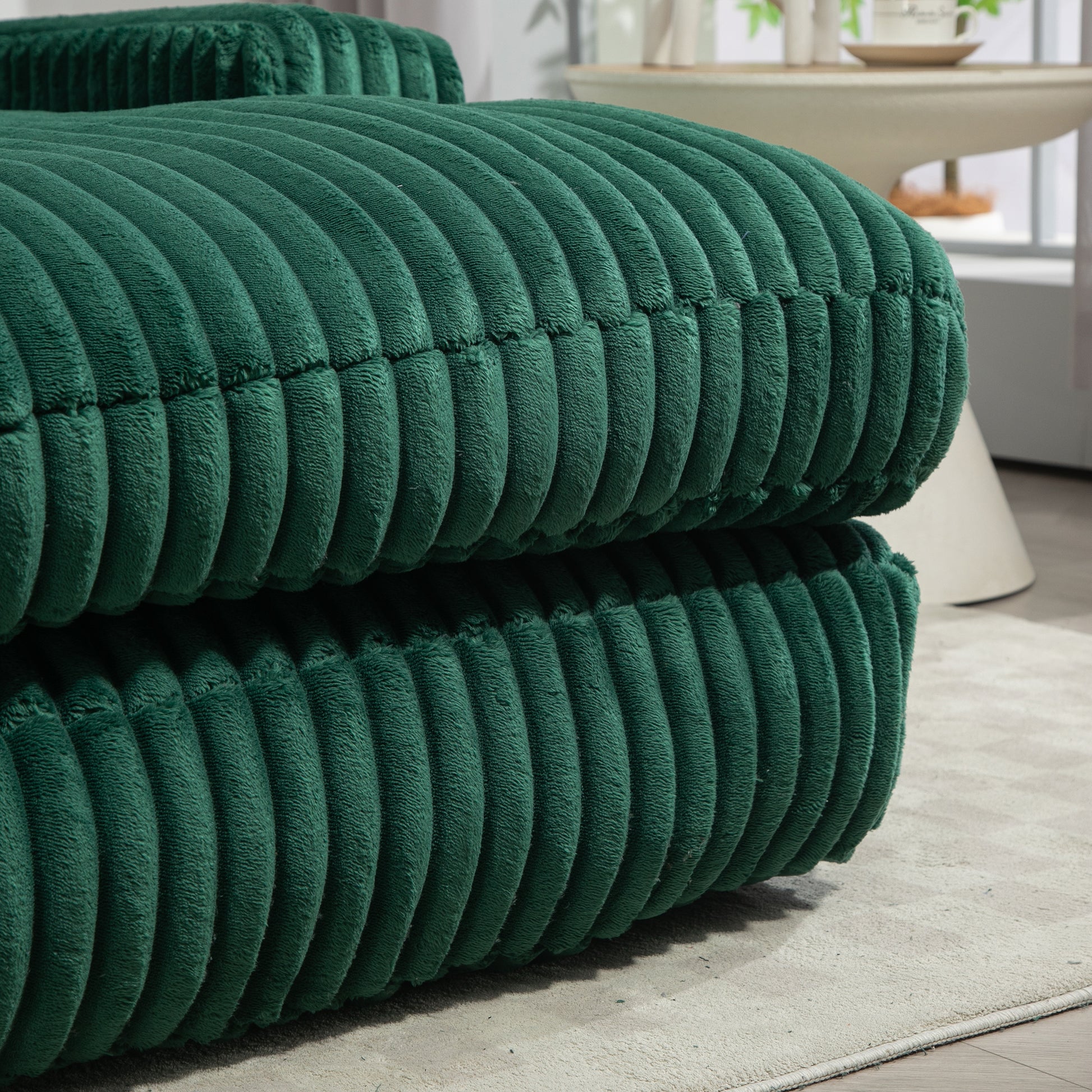 Coolmore Corduroy Lazy Sofa With 3 Back Pillows,Comfy Sofa Deep Seat Couch For Living Room,Club Emerald Emerald Primary Living Space Foam Corduroy 1 Seat