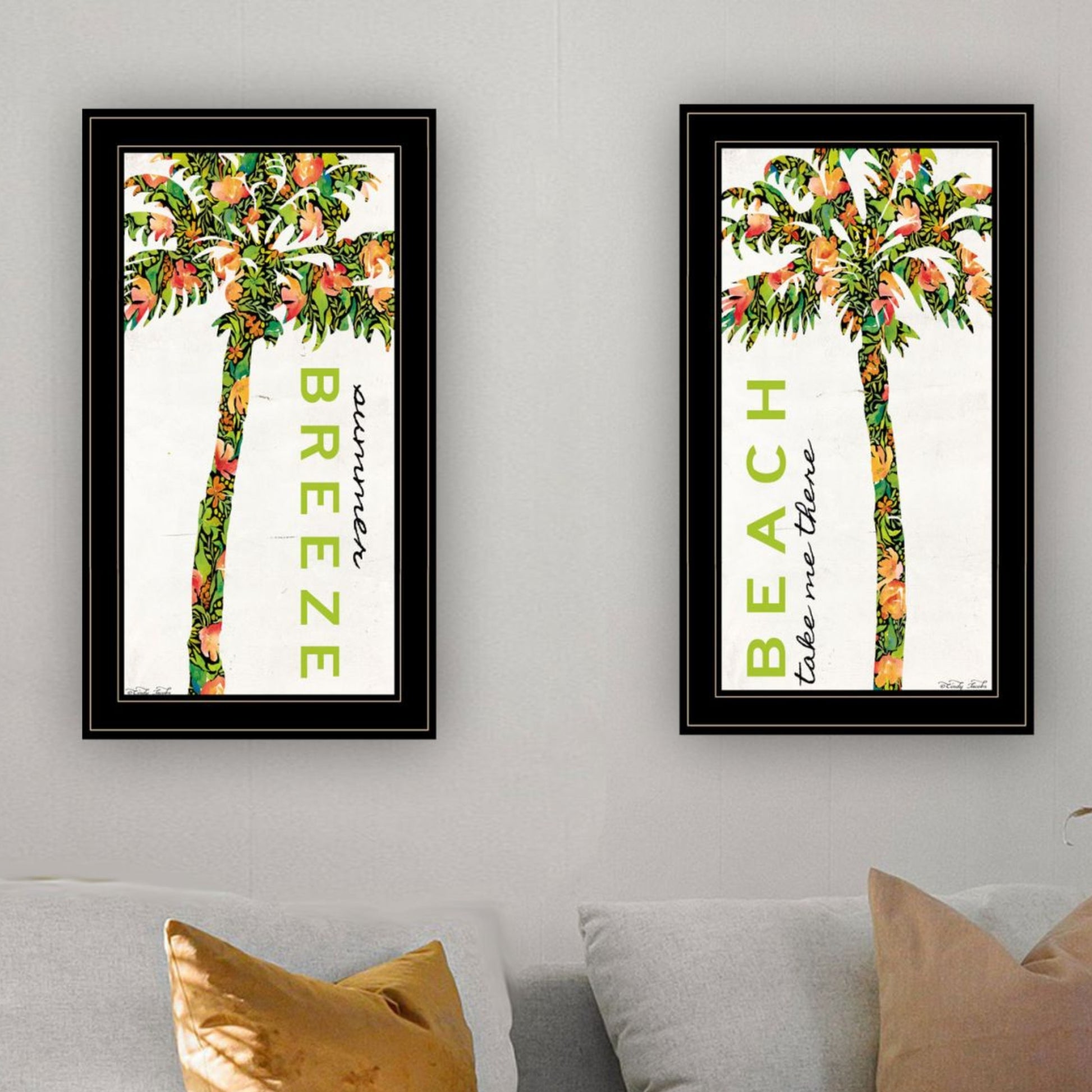 "Beach & Summer Breeze Take Me There" Framed Wall Art For Living Room, Wall Art Print For Home Decor, Bedroom Wall Art By Cindy Jacobs Multicolor Wood Paper