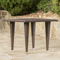 Dominica 35Inch Sq Table Pvc Brown Multi Iron