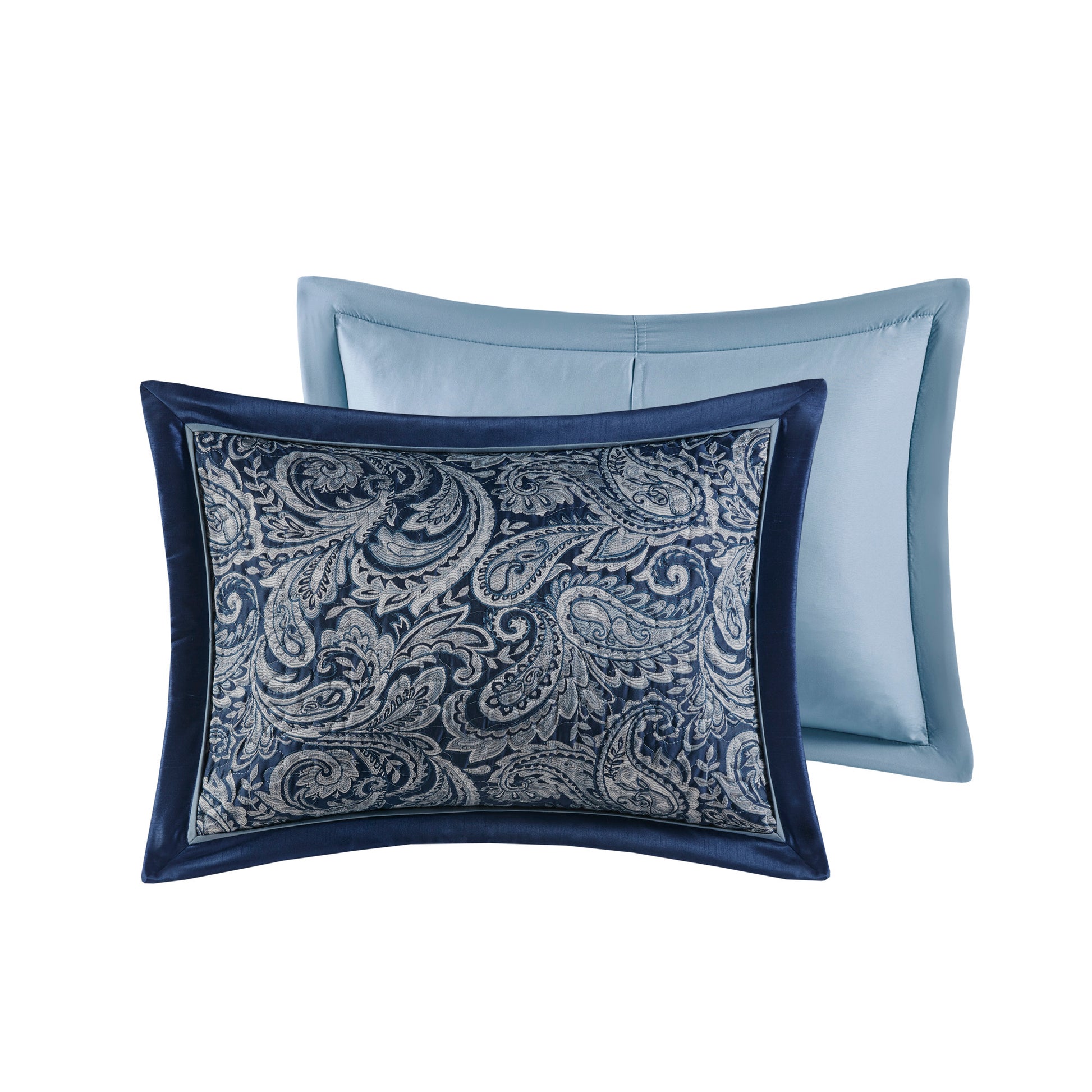 5 Piece Jacquard Bedspread Set With Throw Pillows Navy King Queen Navy Cotton