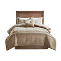 7 Piece Faux Suede Comforter Set Tan Queen Queen Tan Polyester