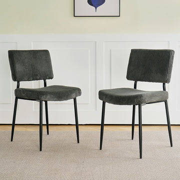 Modern Grey Simple Dining Chair Fabric Upholstered Chairs Home Bedroom Stool Back Dressing Chair Black Metal Legs Set Of 2 Grey Set Of 2 Metal