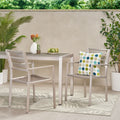 Outdoor Modern Aluminum Dining Chair, Silver Set Of 2 Silver Aluminium