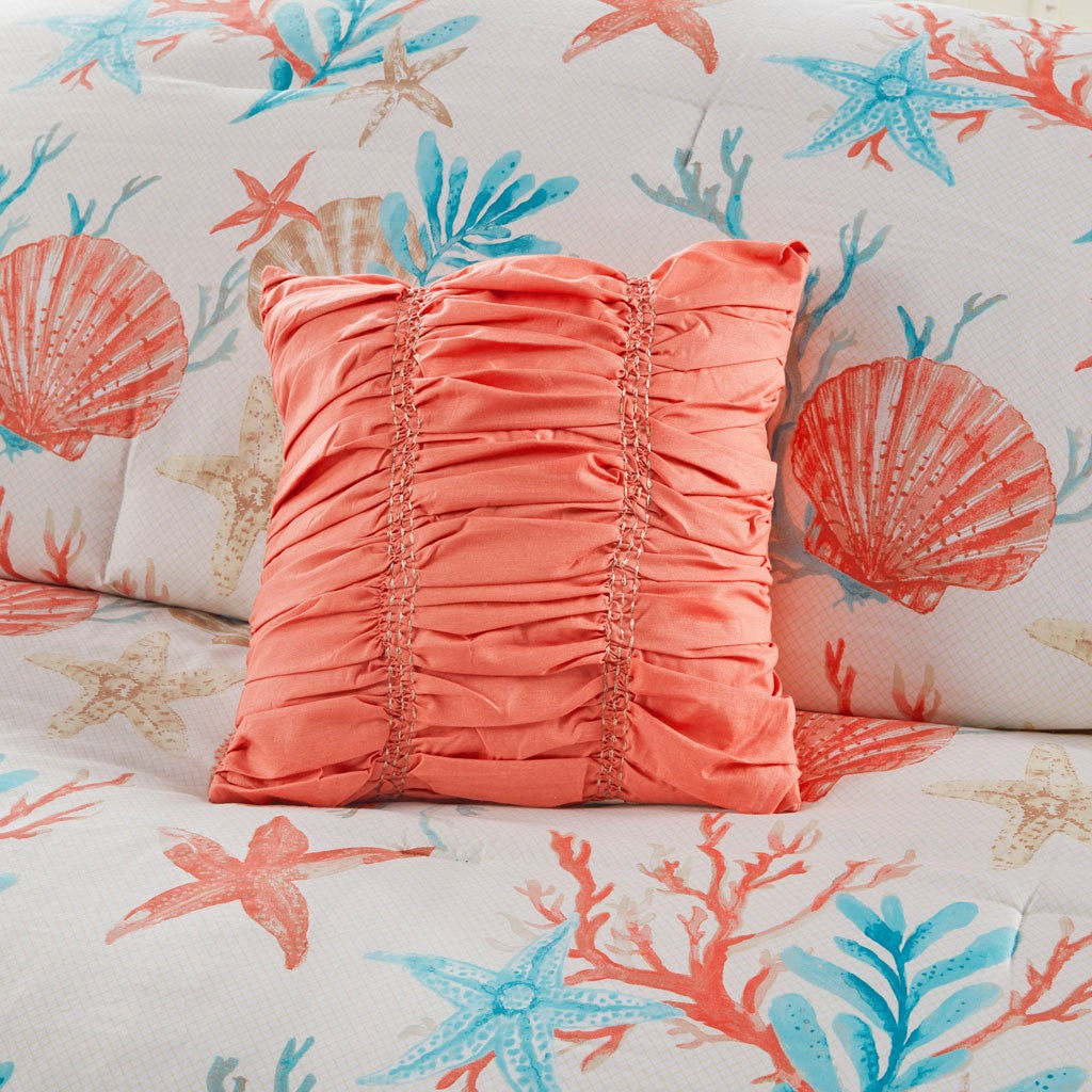 7 Piece Cotton Sateen Comforter Set Coral King King Coral Cotton