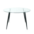 Modern Simple Glass Table, High Quality Tempered Glass Metal Material, Black Spray Table Legs, Suitable For Restaurant Kitchen Set Of 1 Black Round Glass